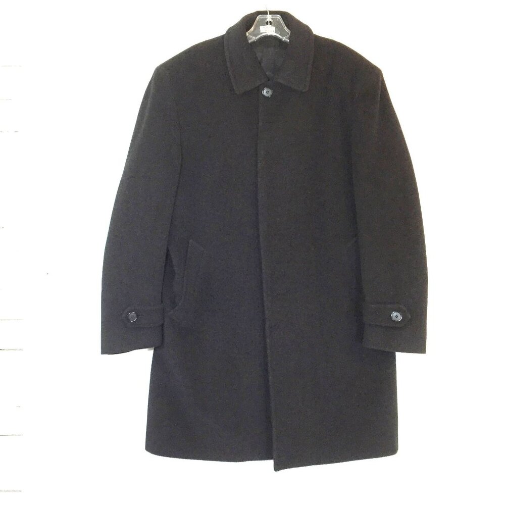 Jos A. Bank Mens L (42R) Black  Mid Length Wool Cashmere Dress Coat